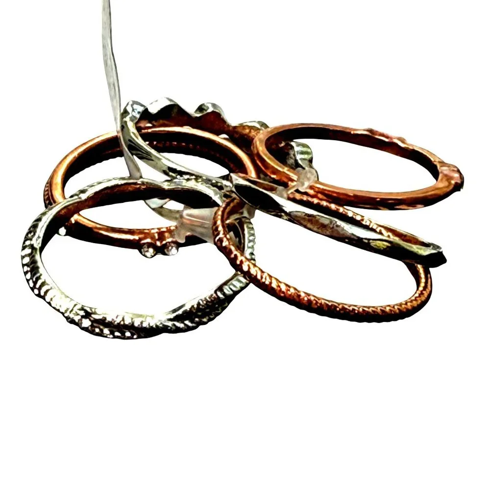 Torrid Rings Pave 4 Stone + Multi Textured Pave Set Silver Rose Gold‎ Size 10